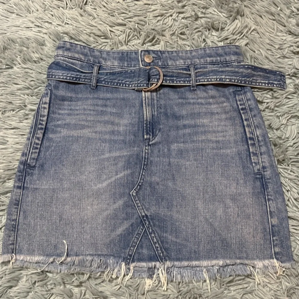 Extreme High Rise Belted Denim Skirt